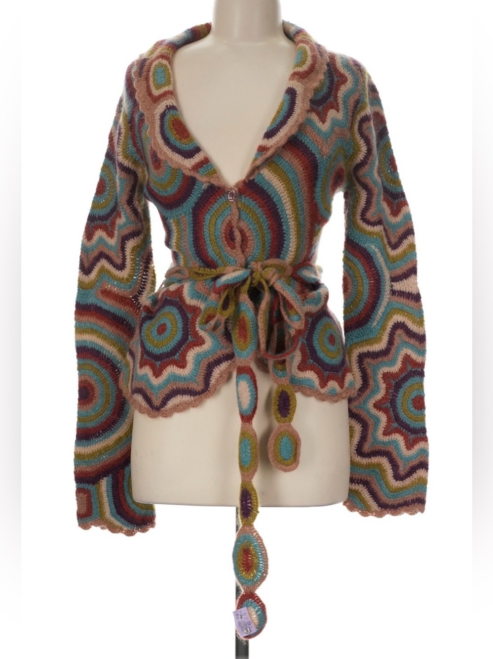 Anthropologie Moth multicolor crochet mohair blend cardigan sweater